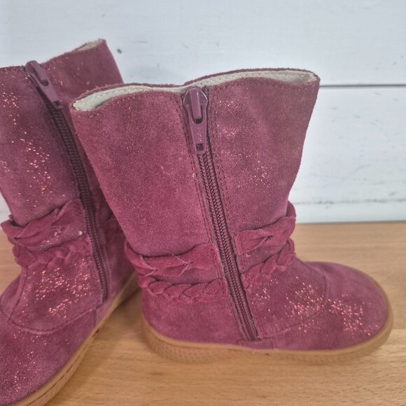 Livie & Luca Girls Calliope Boot Mulberry Sparkle Size 6 Side Zip Rubber Sole - Picture 3 of 7